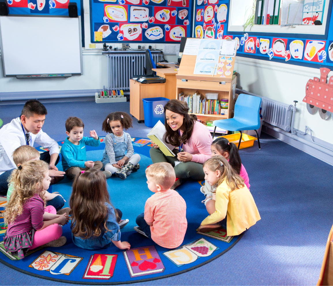 Children in a circle during story time